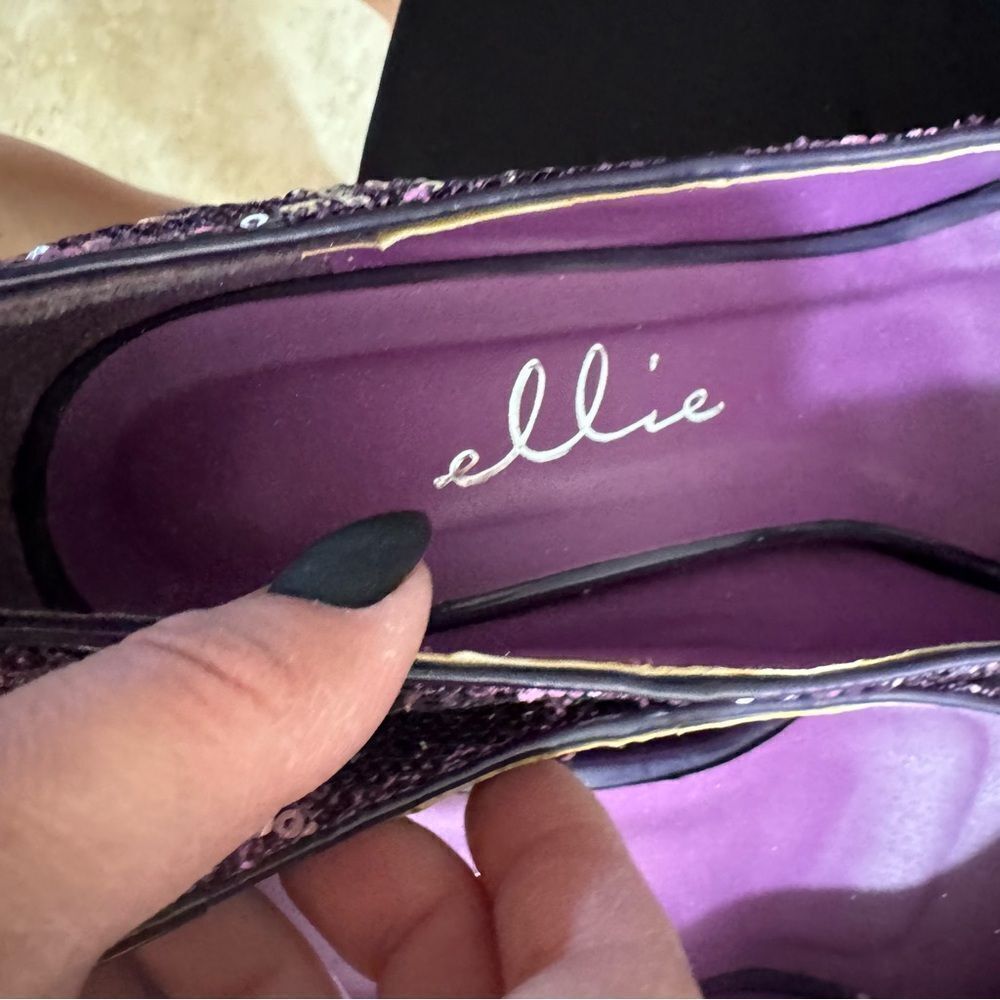 Ellie Purple Sequin Peep-Toe Heels - Size 7 - Picture 11 of 11
